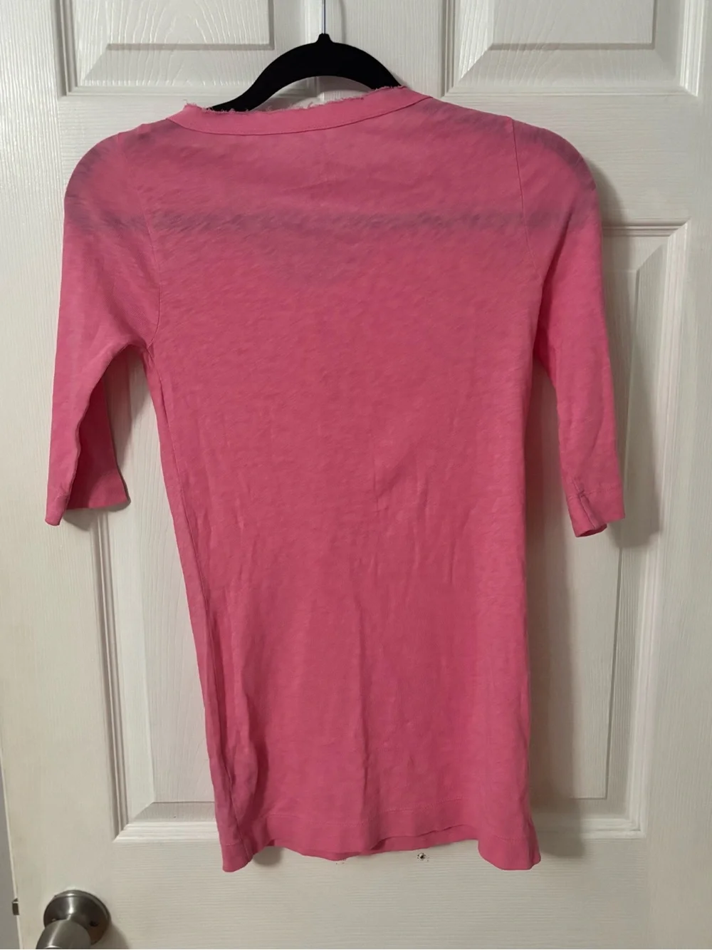J Crew Pink Ruffle Front Tee